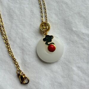Brand New w/ Dust Bag Round White Jade Necklace